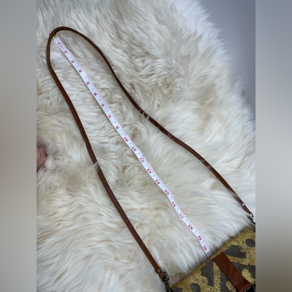 Mona B. Up cycled Coated Canvas Crossbody w Vegan Leather Metallic Gold Design - Picture 17 of 17